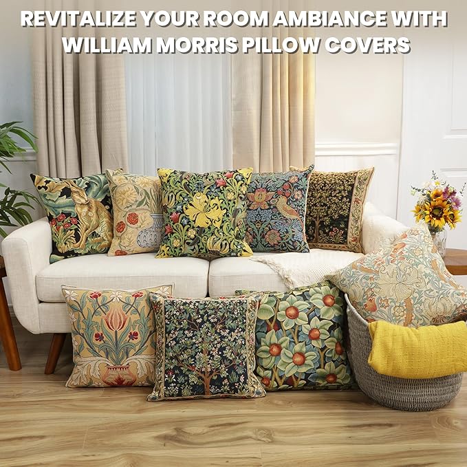Charlotte Home Furnishings Inc Brown Hare Throw Pillow Covers 18x18, European 100% Cotton Jacquard Woven Fabric, Boho & Vintage Inspired Decorative Cushion for Living Room and Sofa