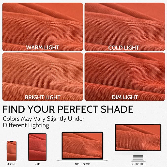 Nanspring Bright Orange Linen Blend Light Filtering Back Tab Curtains 108 Inches Long, Semi Sheer Privacy Drapes for Living Room & Bedroom, 52x108 inch, 2 Panels
