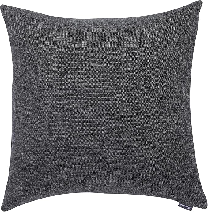 BOYSUM Set of 2 Leather Throw Pillow Covers Cotton Linen Decor Patchwork Pillow Cover Faux Leather Pillows Cover for Couch Sofa Living Room Bedroom,Black 22"x22"