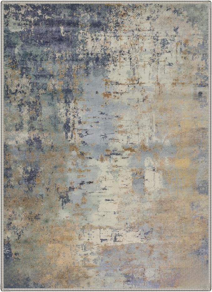 BEIMO Area Rugs 8x10 for Living Room Bedroom, Modern Abstract Machine Washable Rug, Large Soft Low Pile Floor Cover with Non Slip Backing for Dining Room, Dusty Blue
