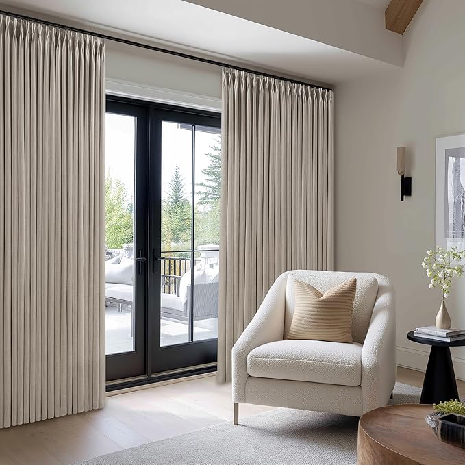 Burlywood Birch Pinch Pleated Linen Curtains 102 Inches Long 70 Inch Width Linen Light Filtering Window Curtains 102 Inch for Living Room Bedroom Patio Pinch Pleat Drapes Hooks Rings 1 Panel 70Wx102L
