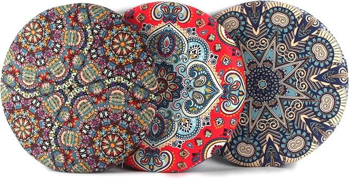 Sigmat Memory Foam Seat Cushion Anti-Slip Soft Round Stool Cushion Chair Pad 15 Inch Geometric