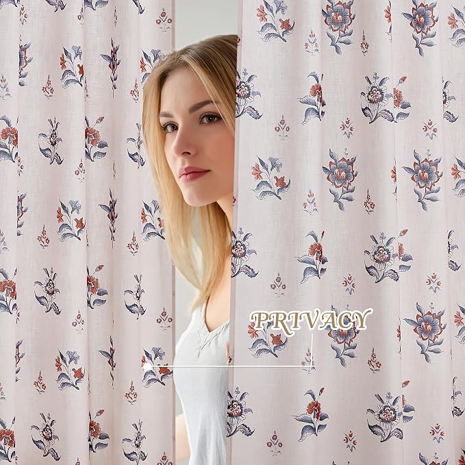 StangH Floral Curtains for Nursery Girl's Room,Classic Vintage French Country Print Pattern Thick Linen Privacy Drapes for Dining Room,W52xL84, Burgundy Red,2 Panels