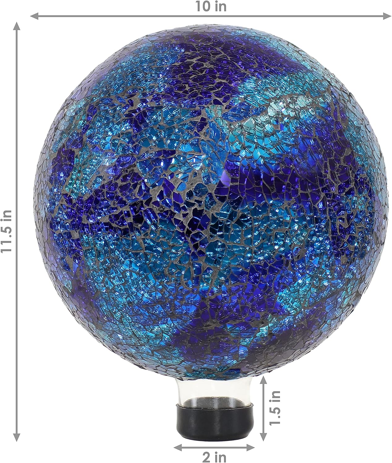 Sunnydaze 10-inch Gazing Ball for Garden - Crackled Glass Mosaic Gazing Globe for Outside - Deep Ocean Swirl Mosaic