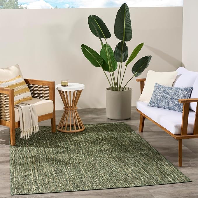 Nourison Home Horizon Indoor/Outdoor Green 4' x 6' Area Rug - Easy Clean, Non Shedding, Bed Room, Living Room, Dining Room, Kitchen (4' x 6')