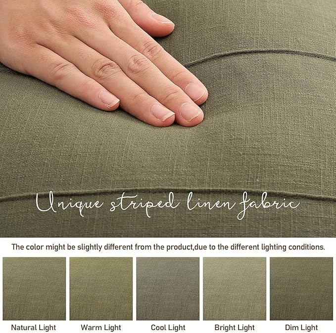 ZWJD Christmas Linen Throw Pillow Covers 18x18 Set of 2 Solid Handcrafted Striped Cushion Covers for Bed Soft Xmas Decorative Pillow Covers for Couch Bedroom Living Room Christmas Decor(Olive Green)