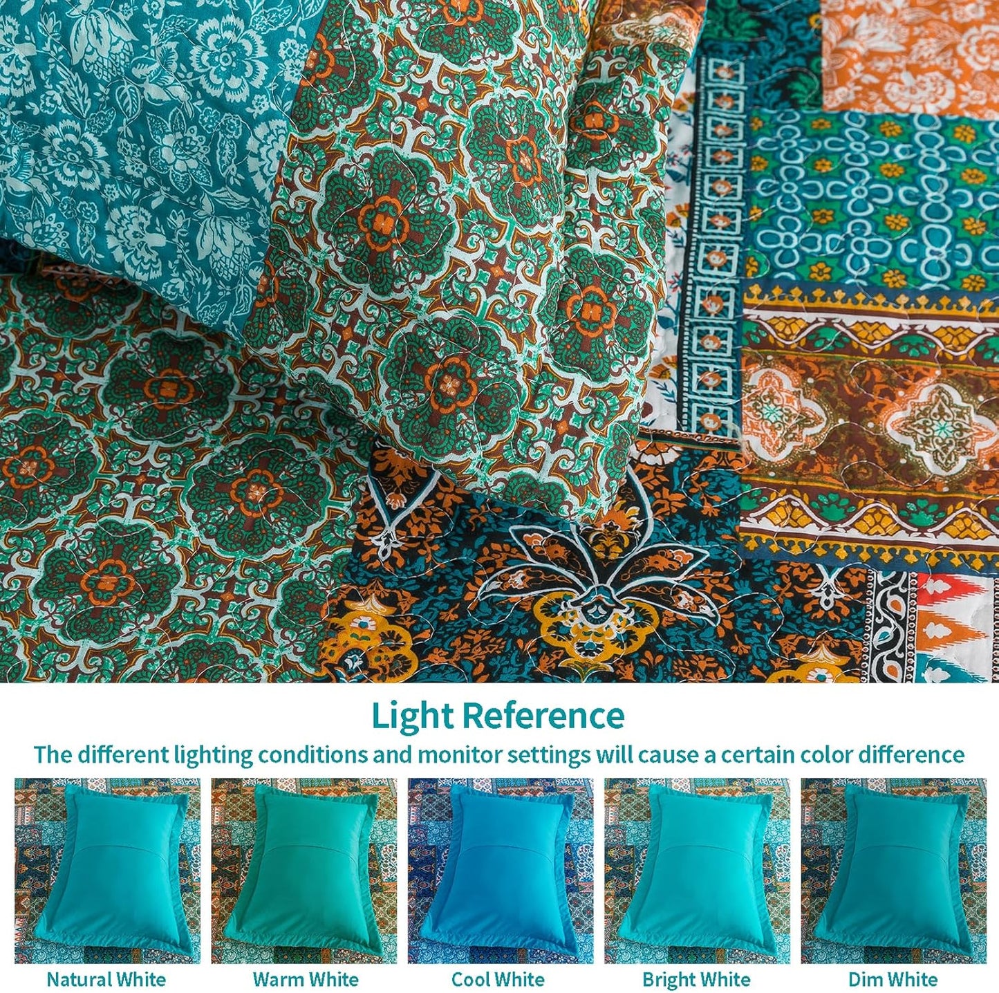 VAPUTAR Cotton Quilt Queen Size Bedding Set - 3 Pieces Farmhouse Queen Size Quilts for Bed, Lightweight Vintage Coverlets Bedspreads for Bedroom