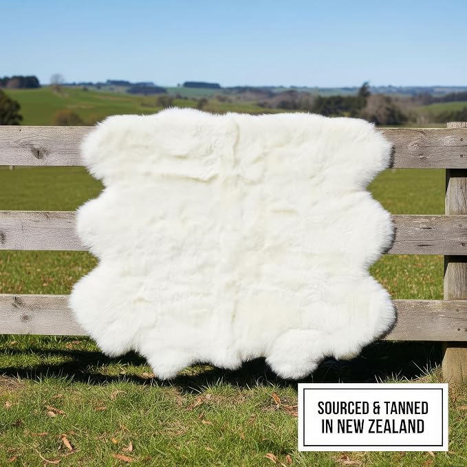 Premium Genuine Super-Soft Sheepskin Rug Large Six Pelt Natural Non-Dyed Fur, 5ft. x 6ft.