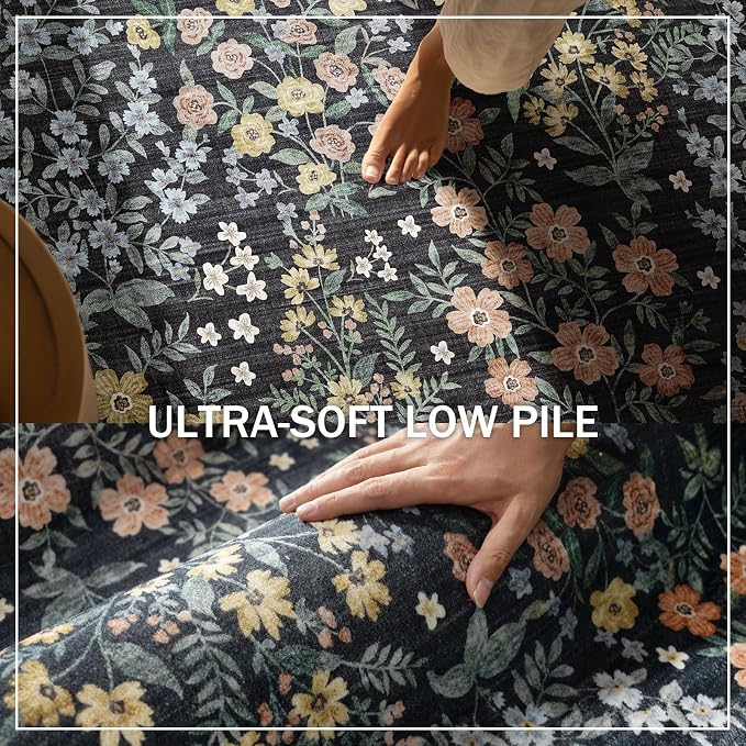 9x12 Rugs for Living Room: Washable Area Rugs for Bedroom Vintage Stain Resistant Non Slip Low Pile Large Carpet Rug for Kitchen Dining Room Farmhouse Kids Room Nursery