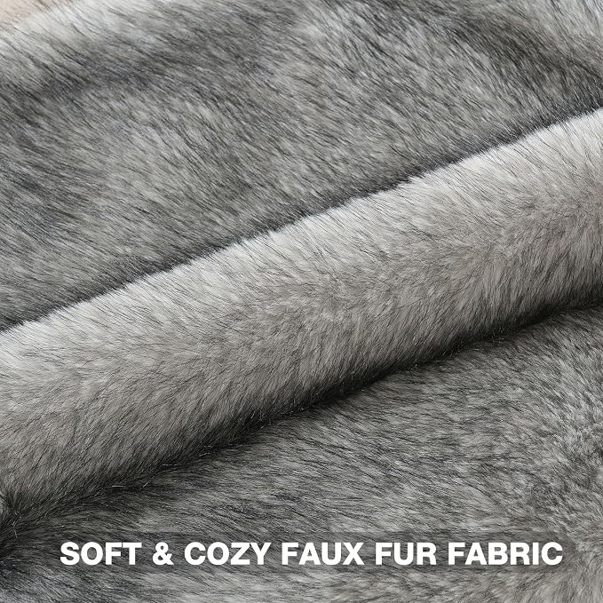 FUTEI Pack of 2 Faux Raccoon Fur Plush Throw Pillow Covers 18x18 Inch Soft Fluffy Farmhouse Decorative Cushion Case Modern Luxury Accent for Couch Bed Living Room, Black White
