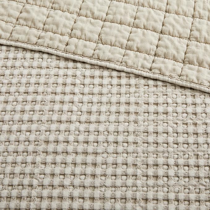 Levtex Home - Mills Waffle - Throw - Wheat Cotton Waffle - Throw Size 50 x 60in.