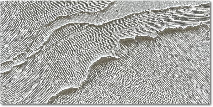 NANKAI Art A thickly Textured White Abstract Oil Painting Depicting a Beach Wave Landscape. Artwork Suitable for Decorating The Interior Wall as a Decorative Piece 24x48 inches
