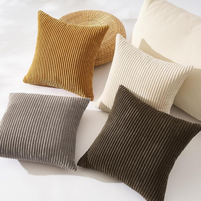 Topfinel Decorative Brown Throw Pillow Covers Cushion Cases, Set of 4 Soft Velvet Modern Double-Sided Designs, Rustic Fall Home Decor, Pillow Inserts Not Included 24x24 inch