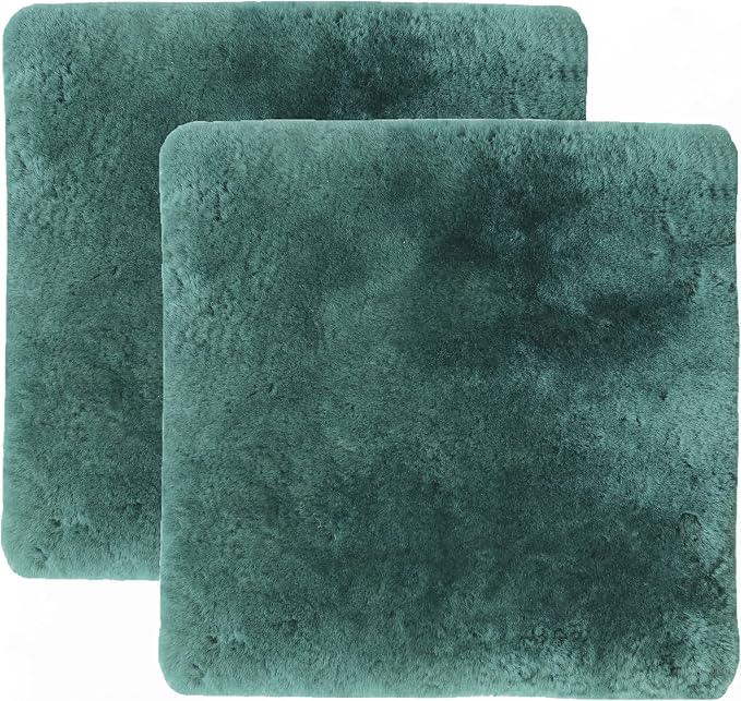 Set of 2, Natural Sheepskin for Bed Sores and Skin Irritation | 100% Real Medical Sheepskins with Non-Slip Back for Pain Relief and Discomfort, Wool Seat Pad, Emerald, 17 in. x 17 in.