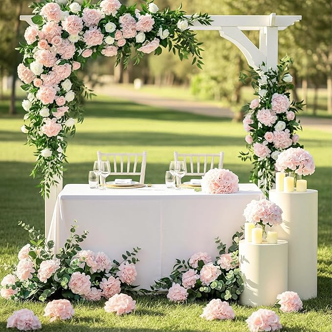Auihiay 64pcs Hydrangea Artificial Flowers, Silk Hydrangea Heads with Stems, Pink Hydrangea Flowers for DIY Wedding Centerpiece Baby Shower Home Party Decor (Pink)