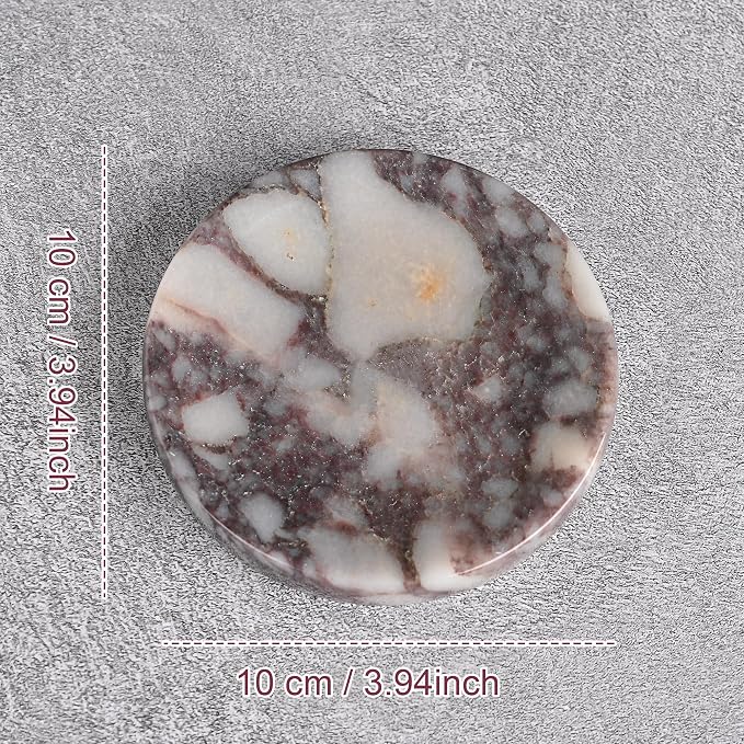 Calacatta Viola Marble Jewelry Dish 4”, Luxury Purple Veined Stone Trinket Tray for Rings Earrings Necklaces, Round Marble Soap Dish for Bathroom & Kitchen, Elegant Decorative Catchall for Home Décor