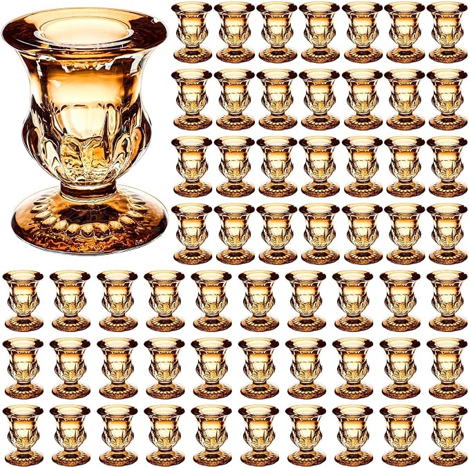 Clear Glass Candlestick Holders Taper Candle Holder Bulk 2.5 Inch Candle Stick Holder for Table Centerpiece Mantel Wedding Housewarming Gift Rustic Vintage Valentines Dinning Decoration