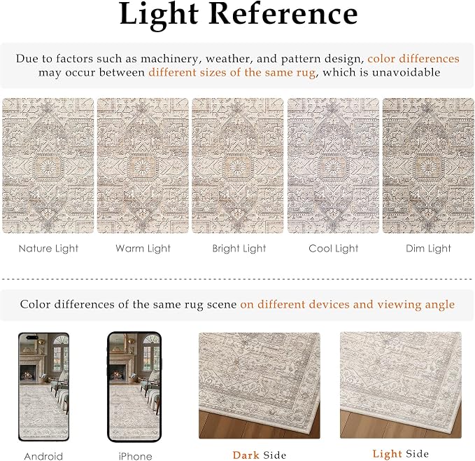 2x6 Washable Vintage Runner Rug Beige Oriental Hallway Kitchen Throw Rug Neutral Non Slip Soft Low Pile Carpet for Bathroom Laundry Bedroom Living Room