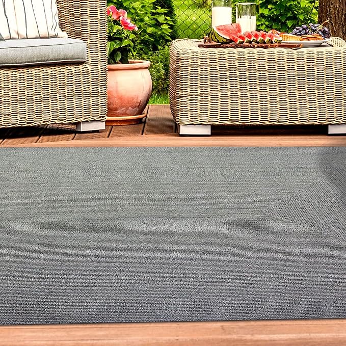 Superior Indoor/ Outdoor Large Area Rug, Reversible Braided Home Floor Decor for Living Room, Kitchen, Entryway, Patio, Front Porch, Deck, Modern, Boho, Farmhouse Style, 3' x 5', Fog Green