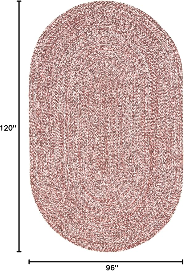 Superior Indoor/Outdoor Area Rug, Dual-Tone Reversible Braided Floor Decor for Patio, Front Porch, Entryway, Living Room, Office, Nursery, Artistic Home, 8' x 10', Brick-White