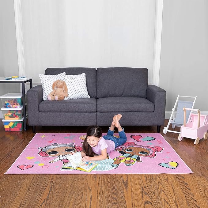 Franco Kids Room Non Slip Area Rug, 69 in x 52 in, LOL Surprise