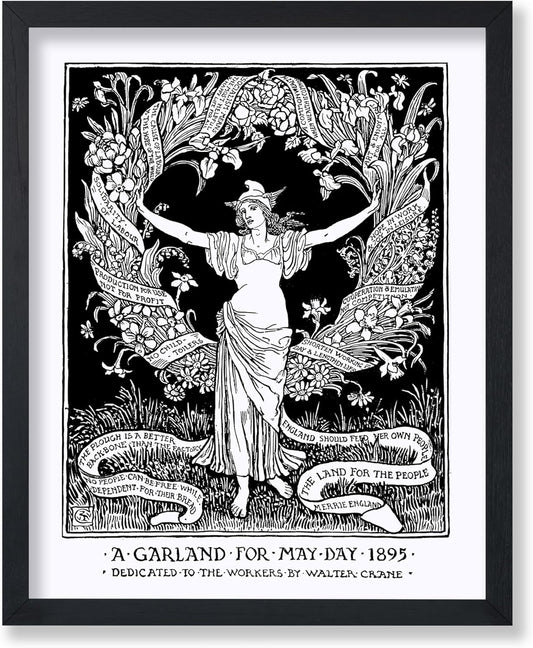 Poster Master Vintage Walter Crane Poster - Retro A Garland for May Day Print - Socialist Art - Gift for Him, Her, Men, Women - Wall Decor for Home, Office, Living Room - 8x10 UNFRAMED Wall Art