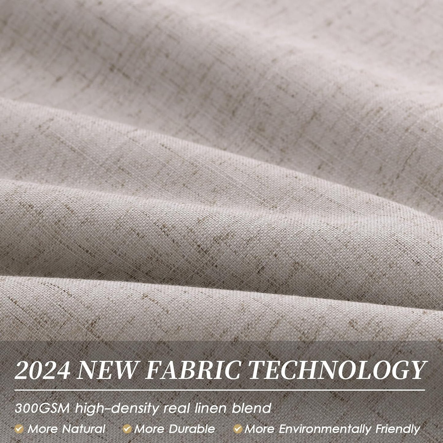 BOODII 108 Inch Black Out Curtains 2 Panels Set Back Tab Thermal Insulated Natural Linen Textured Blackout Curtains Noise Reducing Brownish Grey Neutral Living Room Darkening Window Drapes 52x108