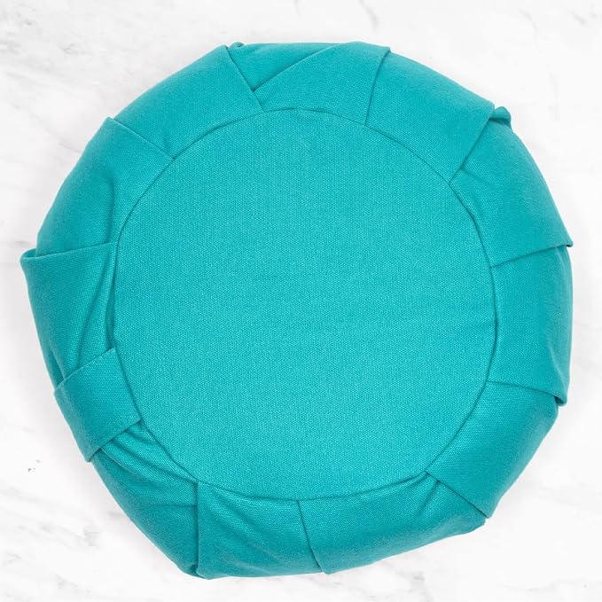 Myga Zafu Yoga Meditation Cushion with Washable Cover - Floor Cushion Pillow with Natural Buckwheat Filling - Soft Round Cotton Design for Meditating or Pranayama Exercises