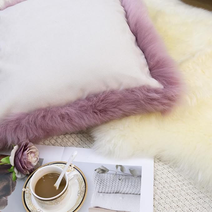 Luxury Soft Fur Sheepskin Fleece Cushion Cover Pillowcase Decorative Throw Pillows Covers, No Pillow Insert, 1pc (Peachy-Pink, 18"×18")