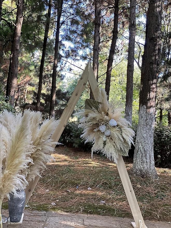 DIY White Pampas Arch Swag – Dried Flower Arrangement for Wedding Ceremony, Wall or Mantel Decor(Woodland Boho Bouquet)