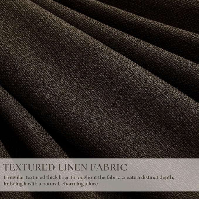 Dark Brown Pleated Double Layer Thick Linen Curtains 90 Inches Long for Bedroom Living Room Memory Trained Pinch Pleat 100% Blackout Thermal Noise Blocking Rustic Windows Drapes 2 Panels Set