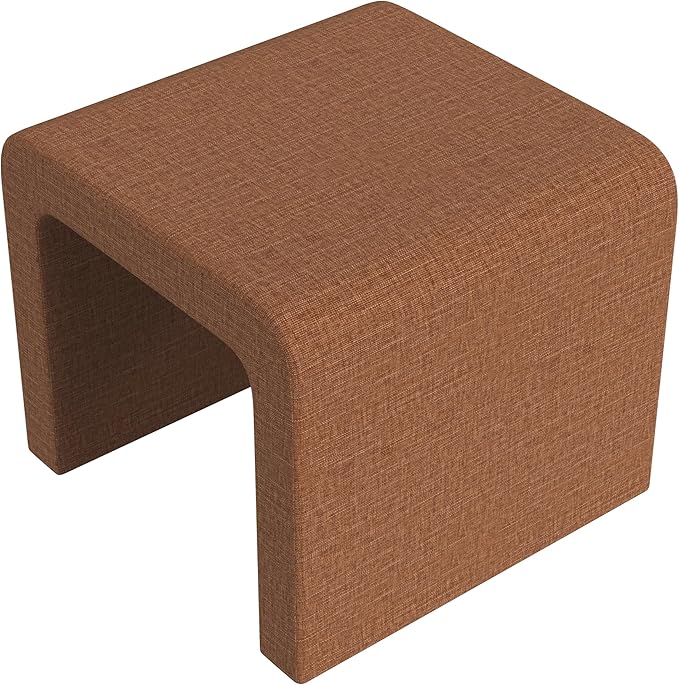 HomePop Modern Arch Chenille Ottoman|Homepop Home Décor|Ottoman for Living Room & Bedroom - Orange Rust