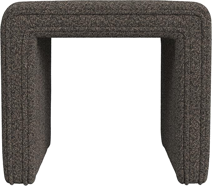 HomePop Modern Channel Tufted Ottoman|Homepop Home Décor|Ottoman for Living Room & Bedroom - Dark Brown Boucle