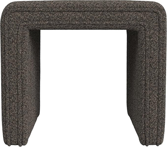HomePop Modern Channel Tufted Ottoman|Homepop Home Décor|Ottoman for Living Room & Bedroom - Dark Brown Boucle