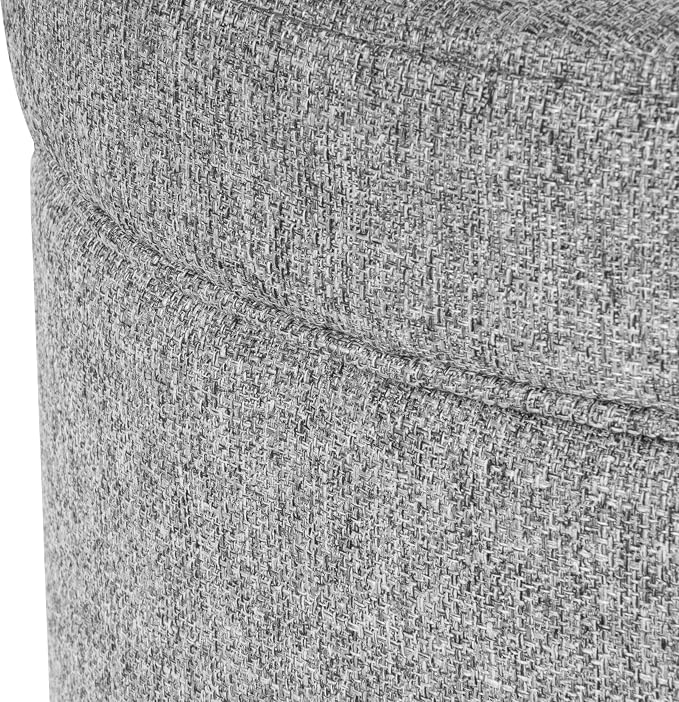 HomePop 19" Round Storage Ottoman - Light Gray Tweed