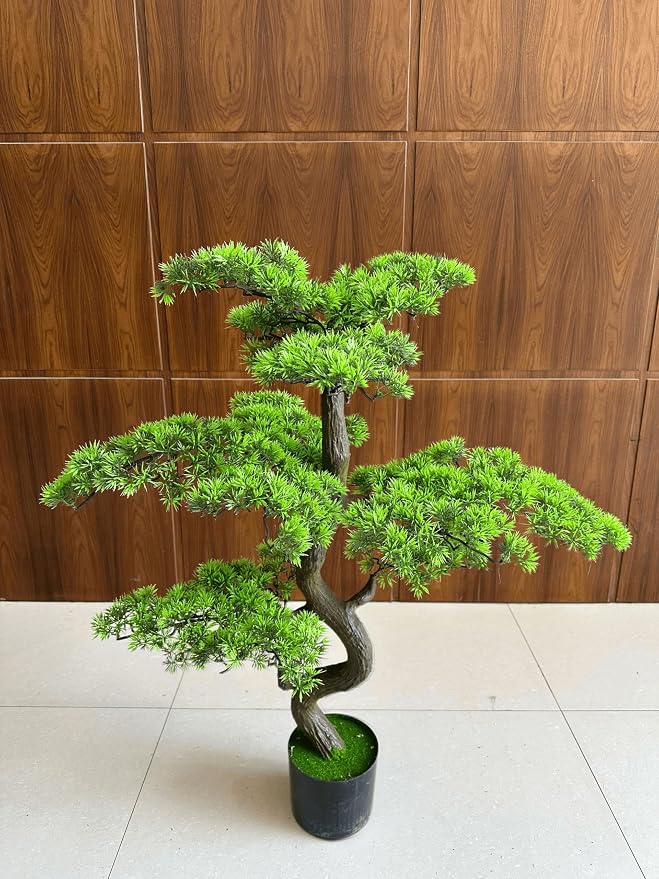 37.5" Artificial Bonsai Tree in Pot – Realistic Cedar Tree Faux Pine Plant for Home & Office Decor, Hotel Lobby Entryway Greenery