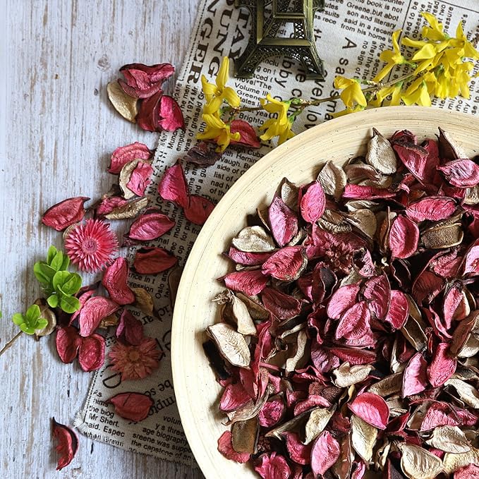 Qingbei Rina Potpourri Bags,Rose Scented Potpourri Dried Flowers, Pink Decorative Bowl Vase Fillers,Home Fragrance Sachet,2 Bags-8.4oz