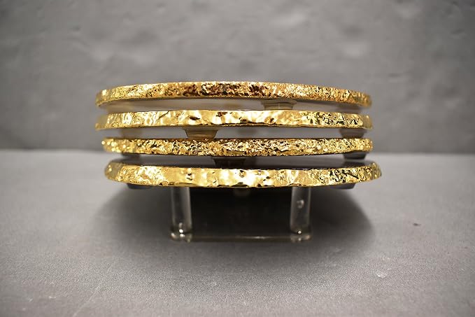 Nature's Decorations Teal Gold Rimmed Agate Coasters - Set of 4, Genuine Polished Stone Table Mats for Dining & Drinks Coffee Table & Kitchen Geode Decor Non-Toxic 4.5-5" Diameter