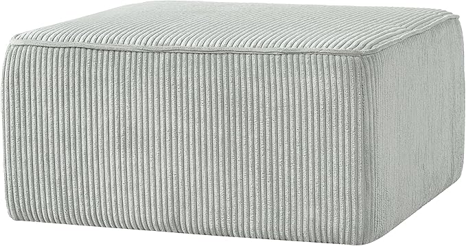 Christopher Knight Home Kyle Corduroy Woven Upholstery Square Ottoman, Living Room Sofa Ottoman with Wood Frame, Comfy Seating Experience with Dense Foam Padding, Non-Marking Foot Caps, Muted Green