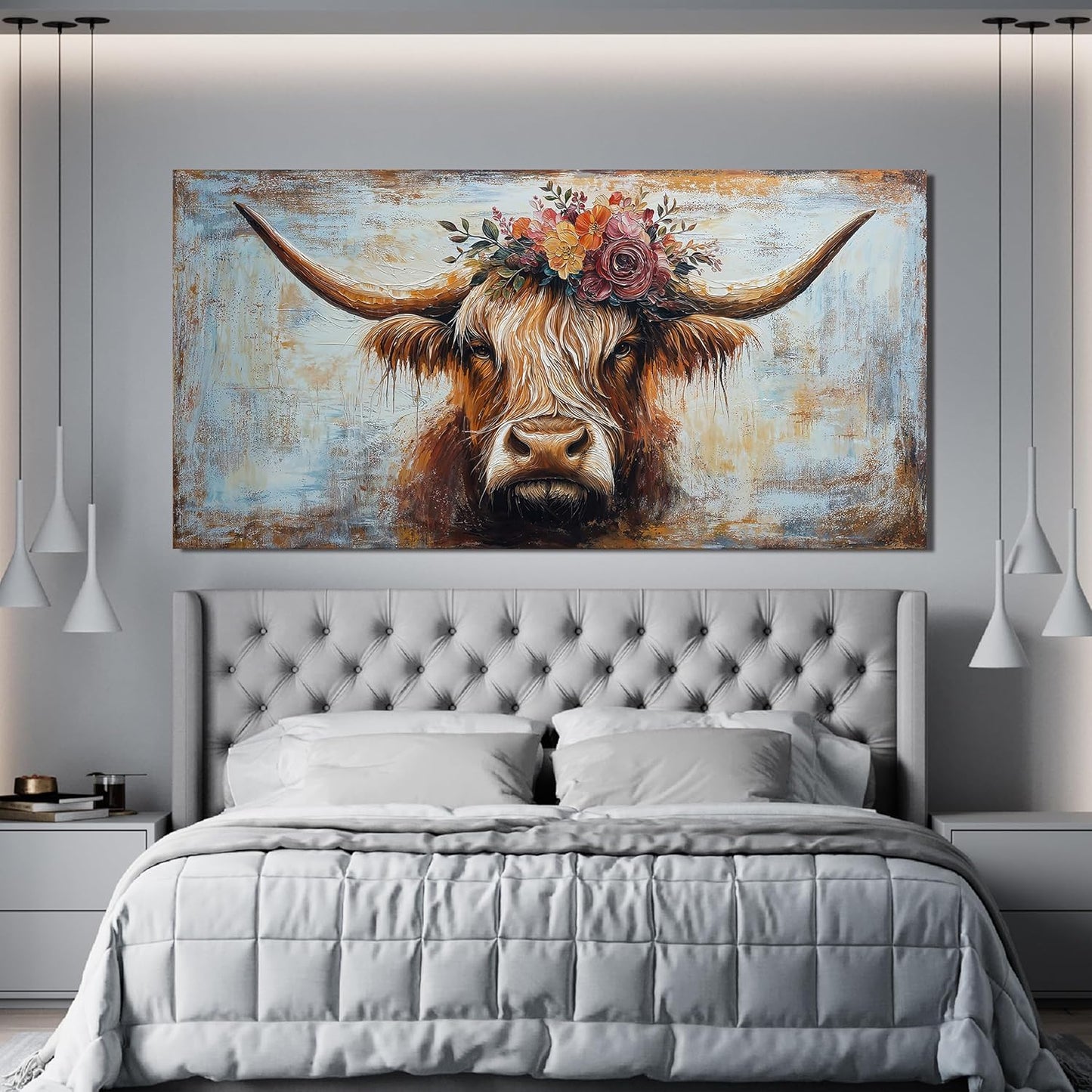 Canvas Wall Art Decor Artwork for Wall Decor Highland Cow Wall Art Prints Wall Art Picutures for Living Room Large Vintage Wall Art Decorations Art Work for Walls Home Bedroom Office Decor 24" X 48"