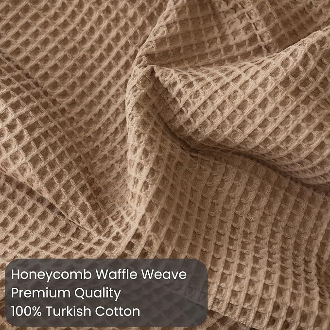 Premium Waffle Throw Blanket Queen XL Size Brown - Luxury, Pure 100% Turkish Cotton, Light & Airy Waffle Weave All-Season Quilt - Decorative Bedspread (Brown, Queen XL 95" x 102" Inch)