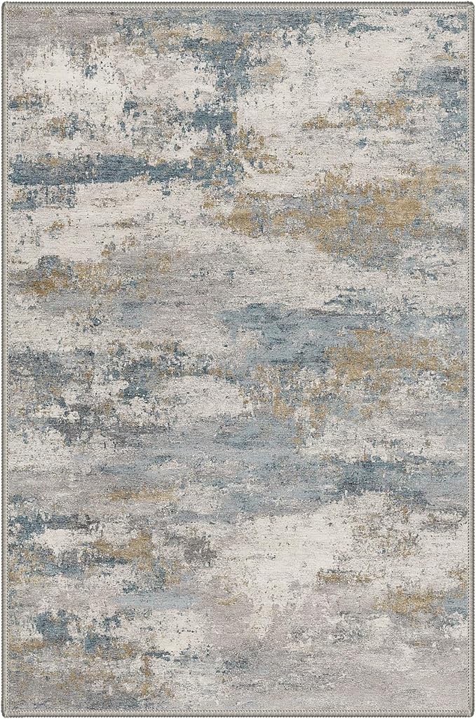 BEIMO 2X3 Rugs for Entryway Entrance Kitchen Bathroom, Machine Washable Modern Abstract Soft Area Rug, Indoor Floor Carpet with Non Slip Rubber Backing, Dusty Blue