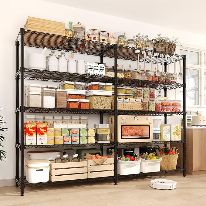 Garvee 71"Wide Storage Shelves Metal Shelving Units 5 Tier, Wire Shelving Rack 1325LBS Heavy Duty Adjustable for Storage, 71"W x 15.8"D x 70.5"H Standing Shelf Unit, for Kitchen Garage Pantry Basement
