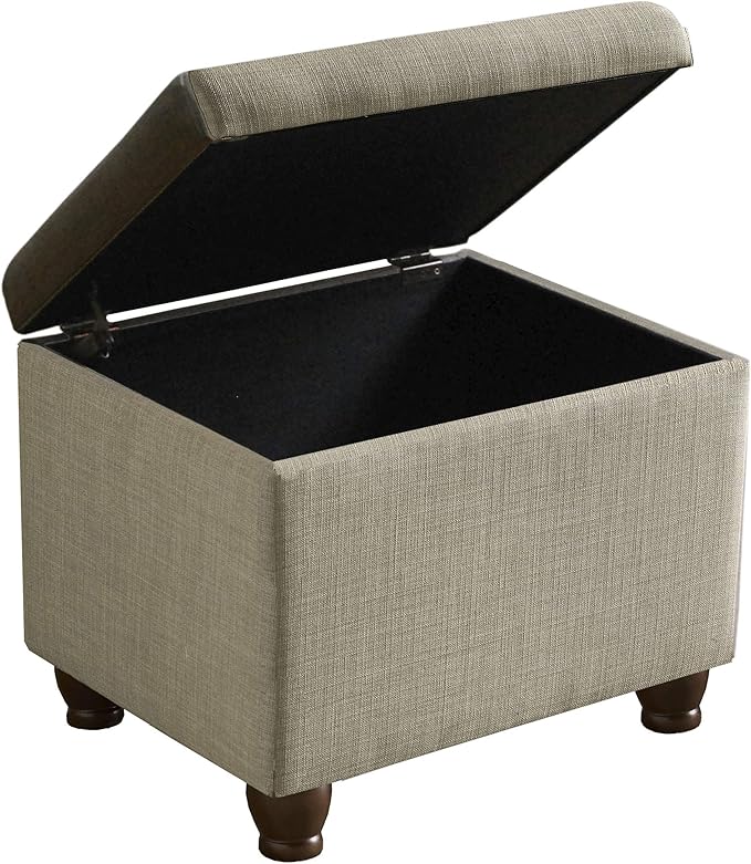 HomePop 22" Medium Rectangular Storage Ottoman - Tan Linen
