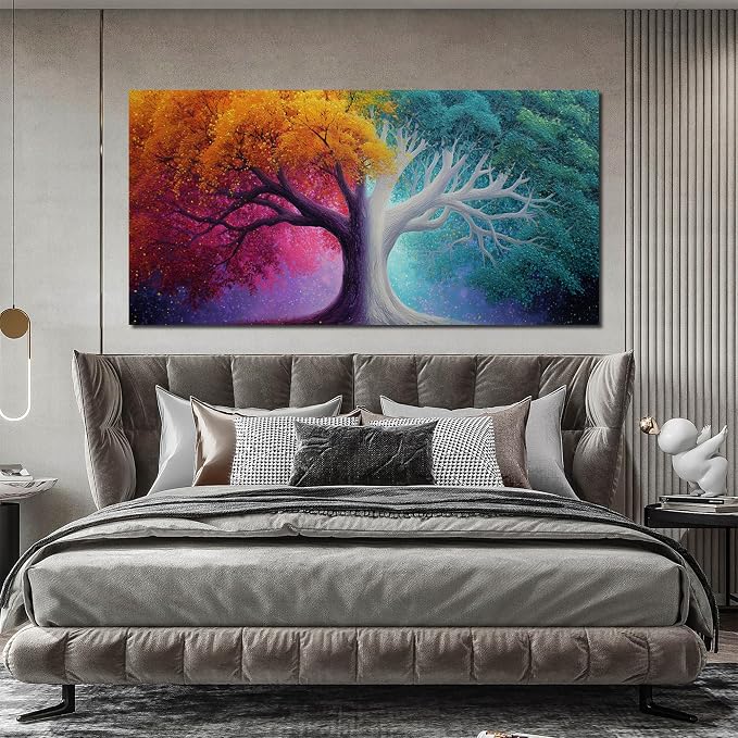 AOZEMI Colorful Wall Decor Tree Wall Art Canvas Large Pictures Art for Living Room Bedroom Bathroom Office Modern Artwork 29"x 59"