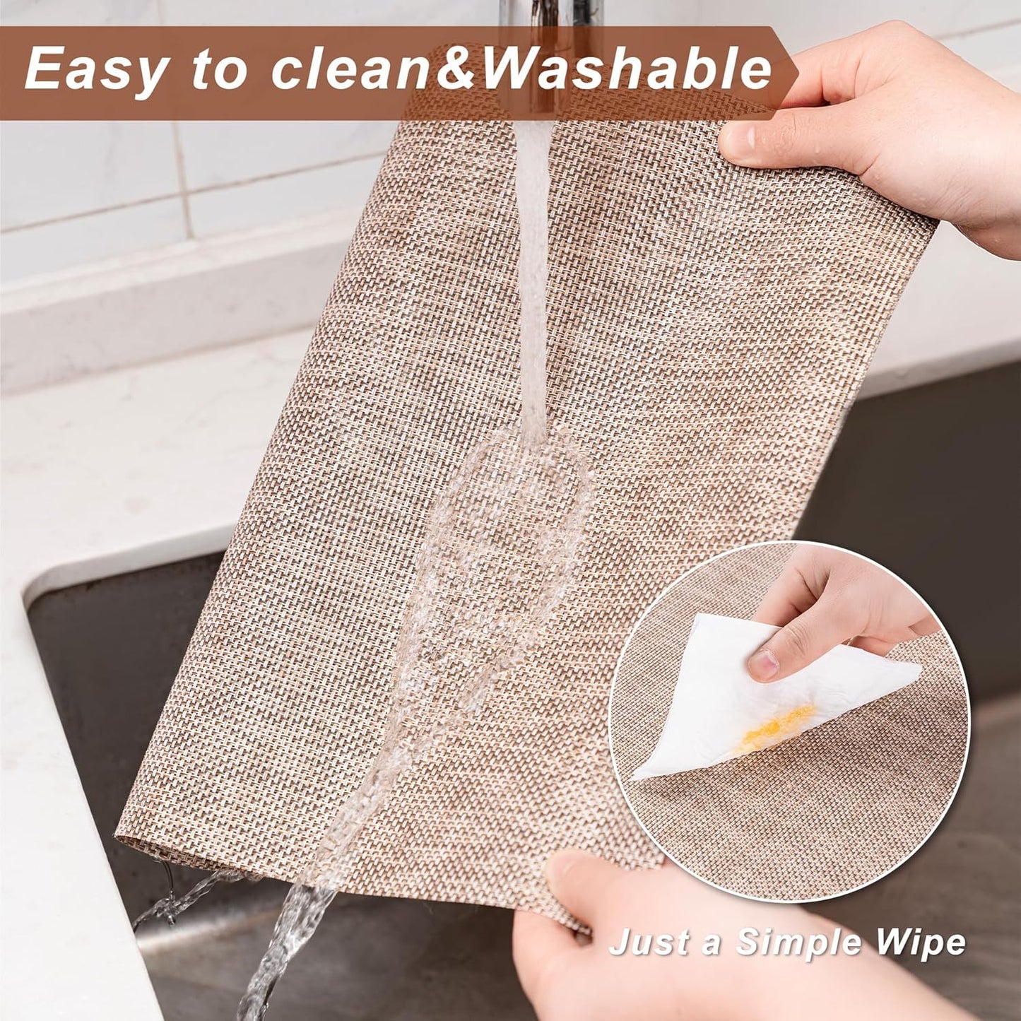 CADONO Placemats Set of 4 Washable Indoor/Outdoor Vinyl Place Mats for Dining Table Durable Non-Slip Heat Resistant PVC Weave Table Mats（Black）