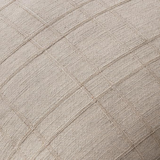MIULEE Decorative Linen Check Euro Shams Throw Pillow Covers Neutral Farmhouse Vintage Pillow Covers 24x24 Set of 2 Boho Modern Home Decor for Sofa Couch Bedroom Cushion Natural Linen