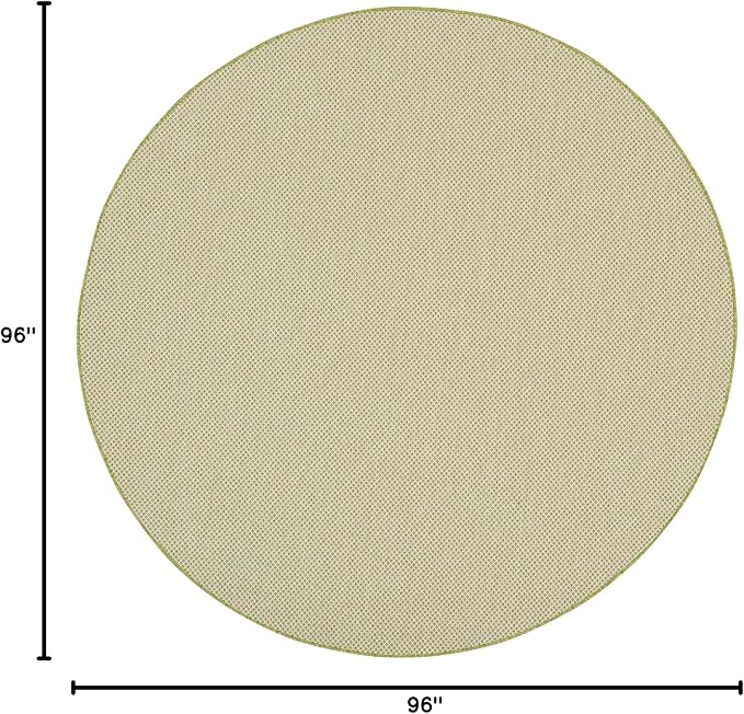 Nourison Home Courtyard Ivory Green 8' x Round Area Rug - Easy Clean, Non Shedding, Bed Room, Living Room, Dining Room, Kitchen (8' x Round)