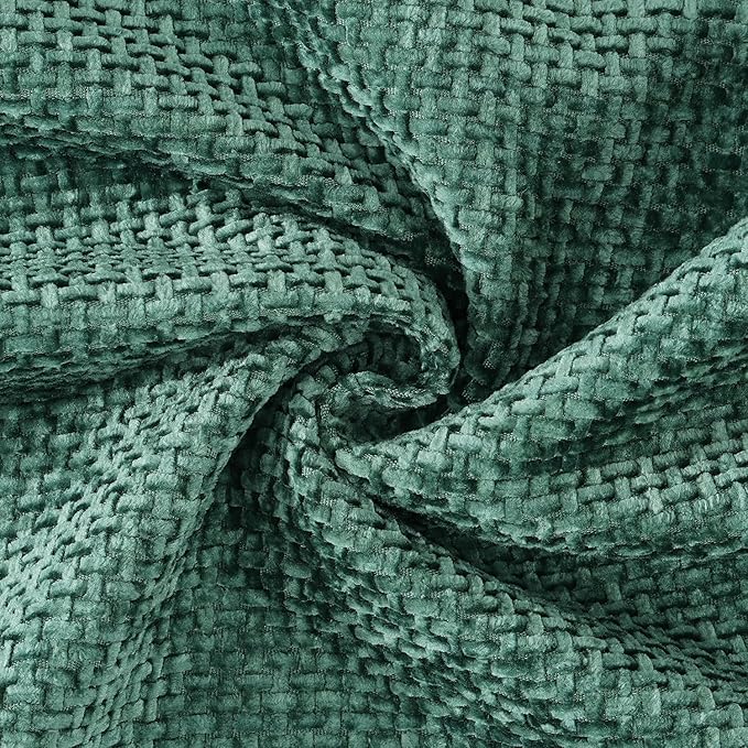 MADIZZ Decorative Chenille Velvet Throw Pillow Covers Set of 2 Soft Boho Textured Neutral Couch Throw Pillow for Bed Modern Farmhouse Home Decor for Sofa Livingroom Dark Green 24x24 Inch Euro Sham