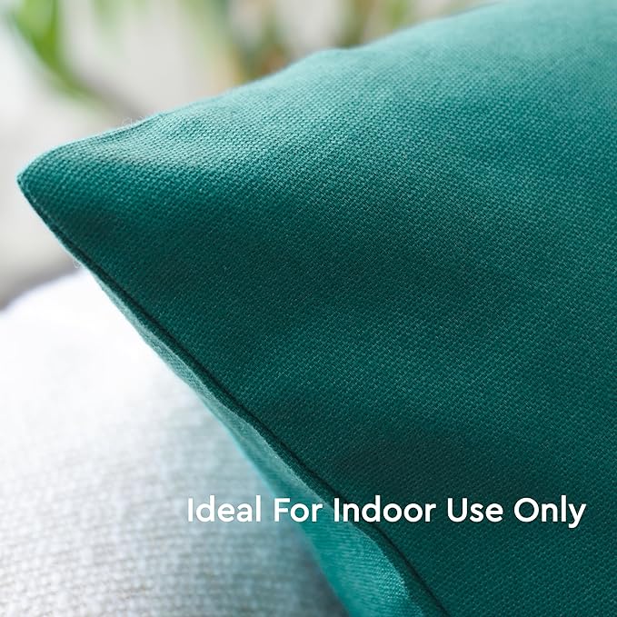 Encasa XO Throw Pillow Covers 16x16 in Set of 4 Emerald | No Inserts | Cotton Pillow Covers for Living Room, Bed, Sofa, Couch | Decorative Cushion Covers with Improved Zipper